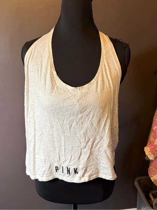 PINK Victoria's Secret Tops - PINK Victoria's Secret Cream Scoop Cropped Tank